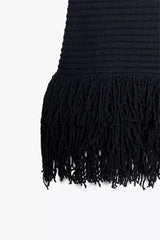 Check Knit Fringed Dress