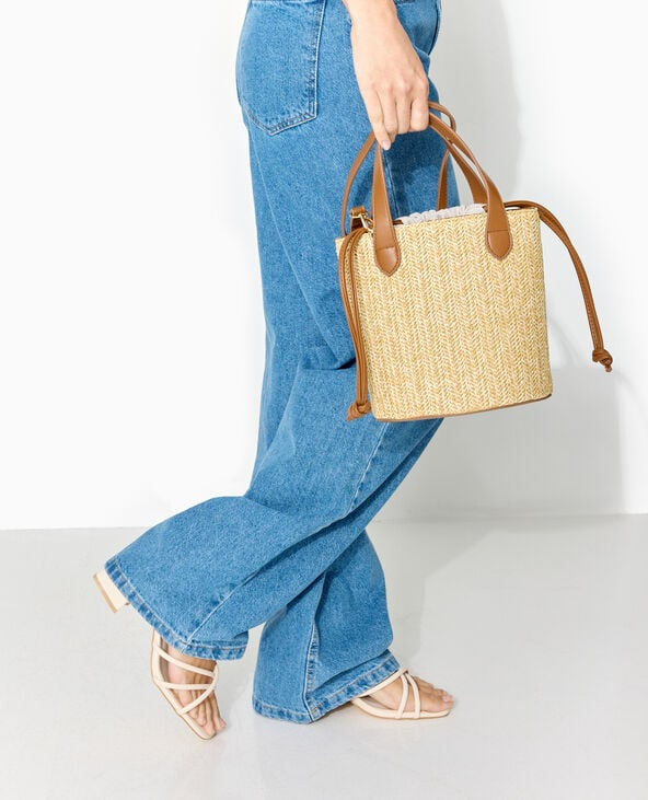 Raffia bucket bag