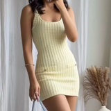 Stretched button dress Yellow